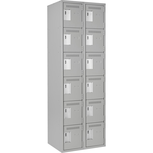 Clean Line Lockerettes, 6 -tier, Bank of 2, 24" x 18" x 72", Steel, Grey, Rivet (Assembled) MAS Chibougamau