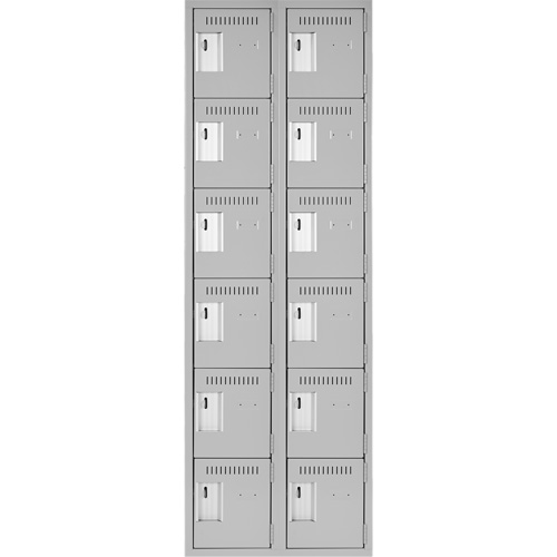 Clean Line Lockerettes, 6 -tier, Bank of 2, 24" x 18" x 72", Steel, Grey, Rivet (Assembled) MAS Chibougamau