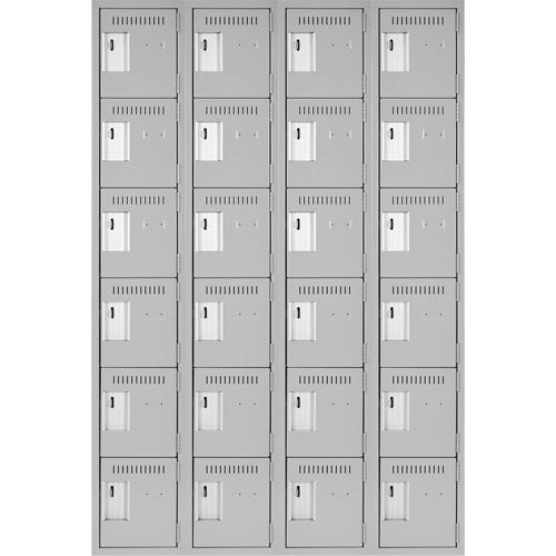 Clean Line Lockerettes, 6 -tier, Bank of 4, 48" x 18" x 72", Steel, Grey, Rivet (Assembled) MAS Chibougamau