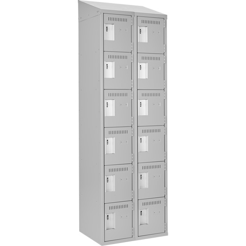 Clean Line Lockerette , 6 -tier, Bank of 2, 24" x 18" x 78", Steel, Grey, Rivet (Assembled) MAS Chibougamau
