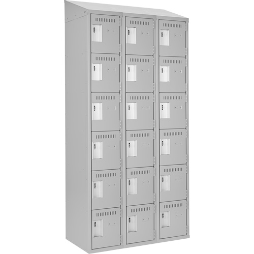 Clean Line Lockerette , 6 -tier, Bank of 3, 36" x 18" x 78", Steel, Grey, Rivet (Assembled) MAS Chibougamau
