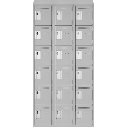 Clean Line Lockerette , 6 -tier, Bank of 3, 36" x 18" x 78", Steel, Grey, Rivet (Assembled) MAS Chibougamau