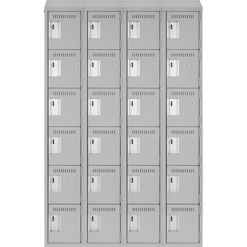 Clean Line Lockerette , 6 -tier, Bank of 4, 48" x 18" x 78", Steel, Grey, Rivet (Assembled) MAS Chibougamau