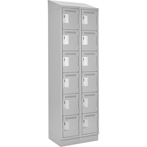 Clean Line Lockerette, 6 -tier, Bank of 2, 24" x 18" x 82", Steel, Grey, Rivet (Assembled) MAS Chibougamau