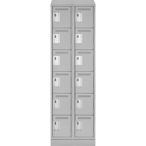 Clean Line Lockerette, 6 -tier, Bank of 2, 24" x 18" x 82", Steel, Grey, Rivet (Assembled) MAS Chibougamau