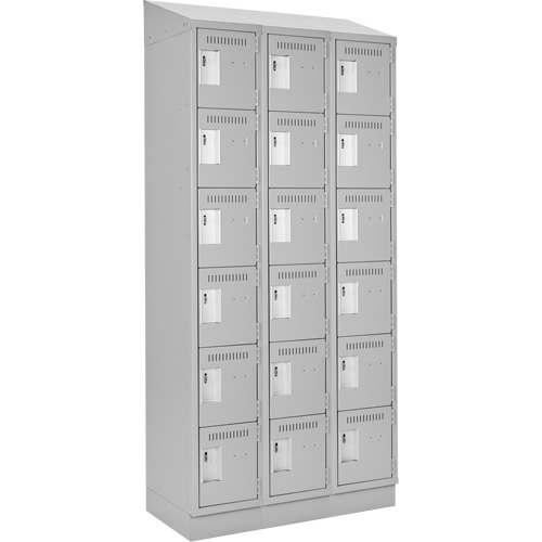 Clean Line Lockerette, 6 -tier, Bank of 3, 36" x 18" x 82", Steel, Grey, Rivet (Assembled) MAS Chibougamau