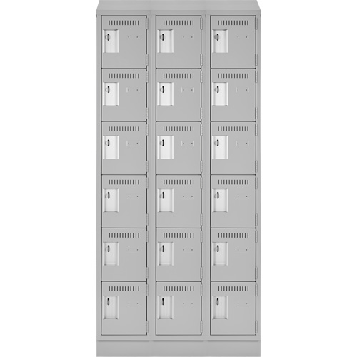 Clean Line Lockerette, 6 -tier, Bank of 3, 36" x 18" x 82", Steel, Grey, Rivet (Assembled) MAS Chibougamau