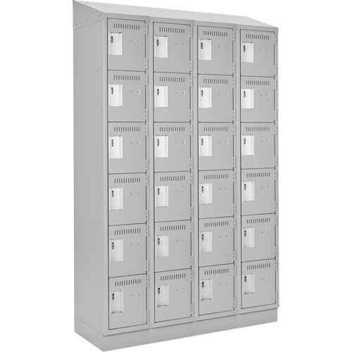 Clean Line Lockerette, 6 -tier, Bank of 4, 48" x 18" x 82", Steel, Grey, Rivet (Assembled) MAS Chibougamau