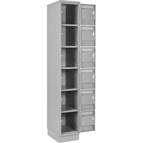 Clean Line Lockerette, 6 -tier, Bank of 4, 48" x 18" x 76", Steel, Grey, Rivet (Assembled) MAS Chibougamau