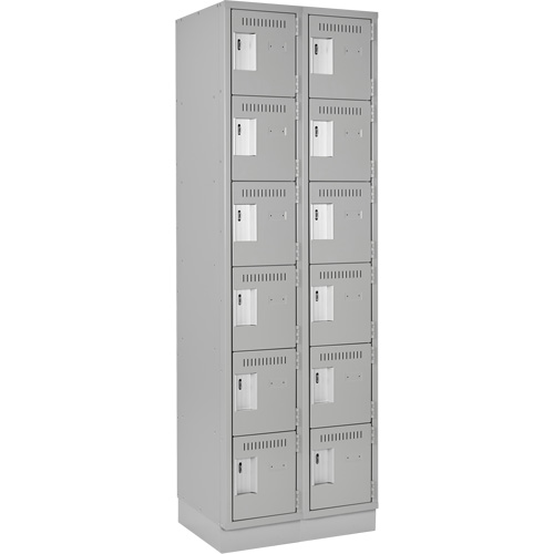 Clean Line Lockerette, 6 -tier, Bank of 2, 24" x 18" x 76", Steel, Grey, Rivet (Assembled) MAS Chibougamau