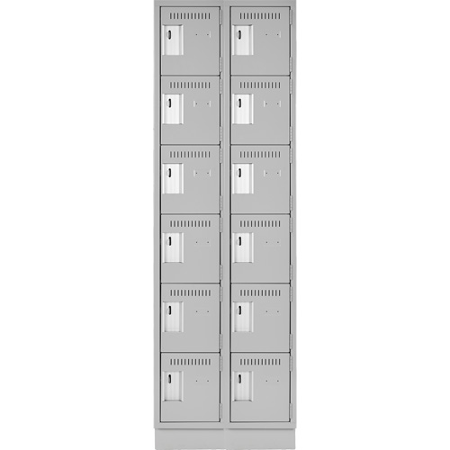 Clean Line Lockerette, 6 -tier, Bank of 2, 24" x 18" x 76", Steel, Grey, Rivet (Assembled) MAS Chibougamau