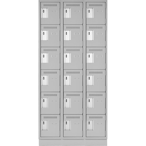 Clean Line Lockerette, 6 -tier, Bank of 3, 36" x 18" x 76", Steel, Grey, Rivet (Assembled) MAS Chibougamau