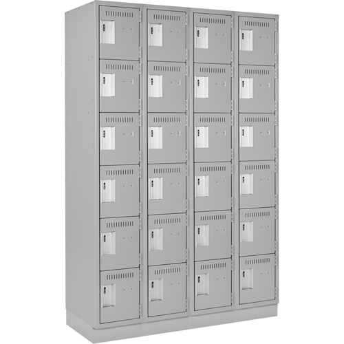 Clean Line Lockerette, 6 -tier, Bank of 4, 48" x 18" x 76", Steel, Grey, Rivet (Assembled) MAS Chibougamau