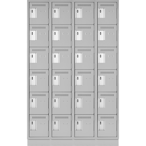 Clean Line Lockerette, 6 -tier, Bank of 4, 48" x 18" x 76", Steel, Grey, Rivet (Assembled) MAS Chibougamau