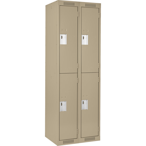 Clean Line Lockers, 2 -tier, Bank of 2, 24" x 18" x 72", Steel, Beige, Rivet (Assembled) MAS Chibougamau