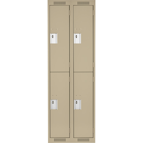 Clean Line Lockers, 2 -tier, Bank of 2, 24" x 18" x 72", Steel, Beige, Rivet (Assembled) MAS Chibougamau