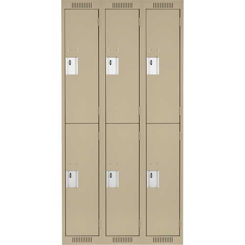 Clean Line Lockers, 2 -tier, Bank of 3, 36" x 18" x 72", Steel, Beige, Rivet (Assembled) MAS Chibougamau