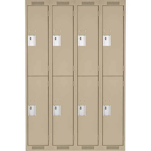 Clean Line Lockers, 2 -tier, Bank of 4, 48" x 18" x 72", Steel, Beige, Rivet (Assembled) MAS Chibougamau