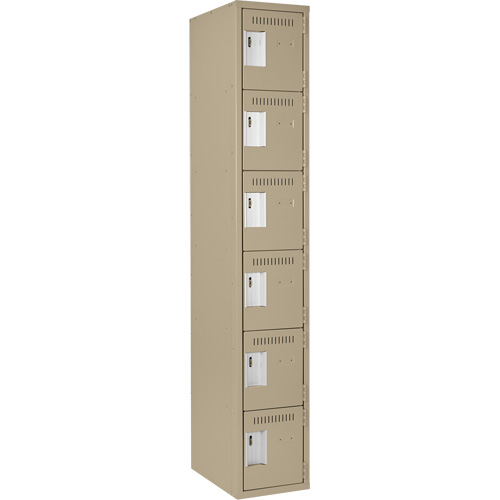 Clean Line Lockerette, 6 -tier, 12" x 18" x 72", Steel, Beige, Rivet (Assembled) MAS Chibougamau