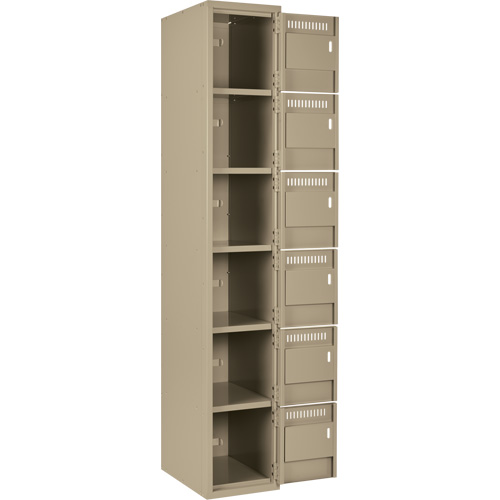 Clean Line Lockerette, 6 -tier, Bank of 4, 48" x 18" x 72", Steel, Beige, Rivet (Assembled) MAS Chibougamau