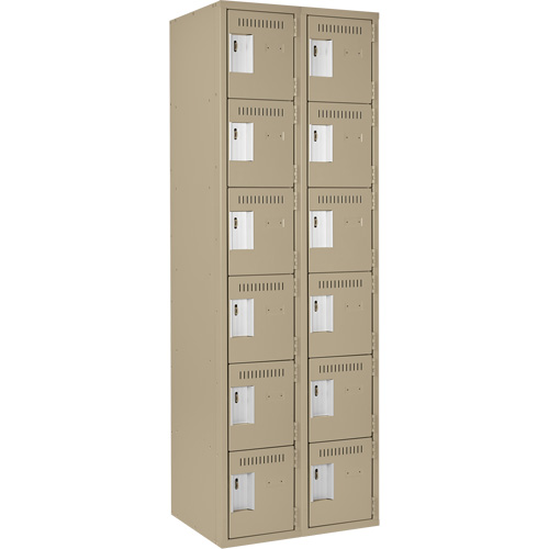 Clean Line Lockerette, 6 -tier, Bank of 2, 24" x 18" x 72", Steel, Beige, Rivet (Assembled) MAS Chibougamau