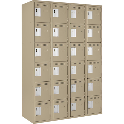 Clean Line Lockerette, 6 -tier, Bank of 4, 48" x 18" x 72", Steel, Beige, Rivet (Assembled) MAS Chibougamau