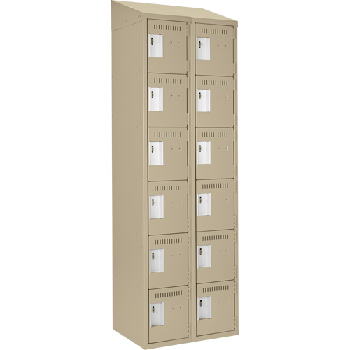 Clean Line Lockerette, 6 -tier, Bank of 2, 24" x 18" x 78", Steel, Beige, Rivet (Assembled) MAS Chibougamau