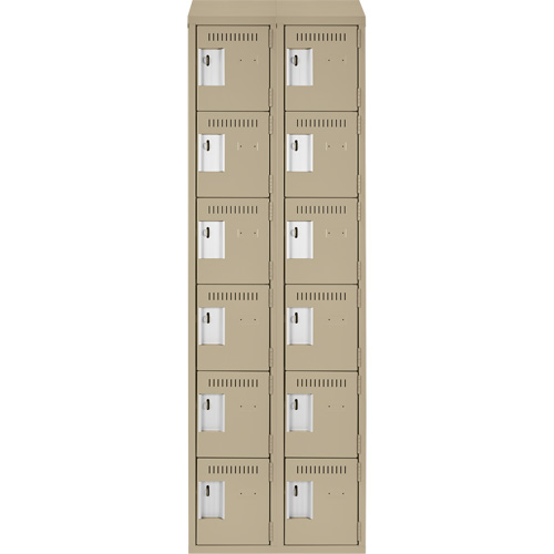 Clean Line Lockerette, 6 -tier, Bank of 2, 24" x 18" x 78", Steel, Beige, Rivet (Assembled) MAS Chibougamau