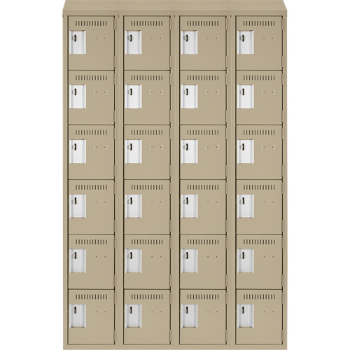 Clean Line Lockerette, 6 -tier, Bank of 4, 48" x 18" x 78", Steel, Beige, Rivet (Assembled) MAS Chibougamau
