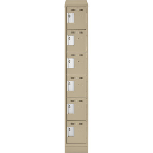 Clean Line Lockerette , 6 -tier, 12" x 18" x 82", Steel, Beige, Rivet (Assembled) MAS Chibougamau