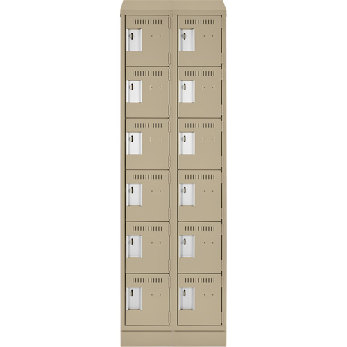 Clean Line Lockerette , 6 -tier, Bank of 2, 24" x 18" x 82", Steel, Beige, Rivet (Assembled) MAS Chibougamau