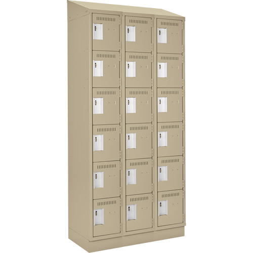 Clean Line Lockerette , 6 -tier, Bank of 3, 36" x 18" x 82", Steel, Beige, Rivet (Assembled) MAS Chibougamau