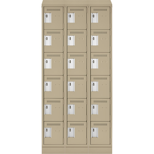 Clean Line Lockerette , 6 -tier, Bank of 3, 36" x 18" x 82", Steel, Beige, Rivet (Assembled) MAS Chibougamau