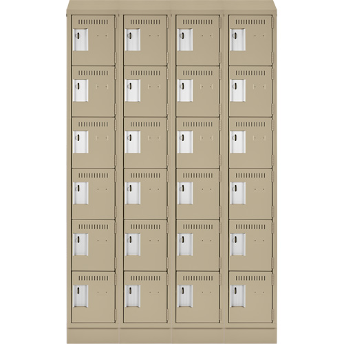 Clean Line Lockerette , 6 -tier, Bank of 4, 48" x 18" x 82", Steel, Beige, Rivet (Assembled) MAS Chibougamau