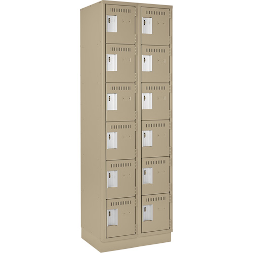 Clean Line Lockerette, 6 -tier, Bank of 2, 24" x 18" x 76", Steel, Beige, Rivet (Assembled) MAS Chibougamau