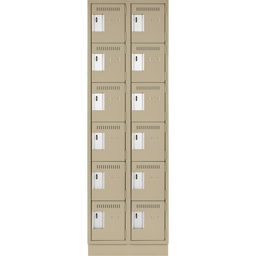 Clean Line Lockerette, 6 -tier, Bank of 2, 24" x 18" x 76", Steel, Beige, Rivet (Assembled) MAS Chibougamau