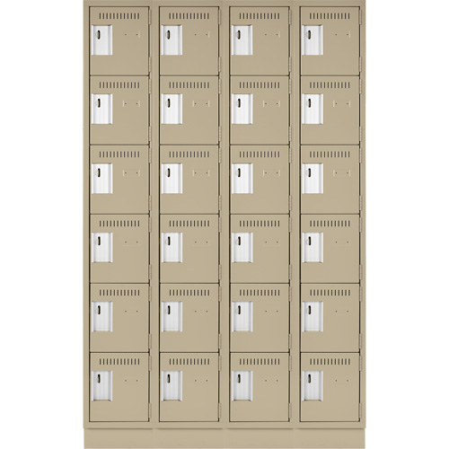 Clean Line Lockerette, 6 -tier, Bank of 4, 48" x 18" x 76", Steel, Beige, Rivet (Assembled) MAS Chibougamau