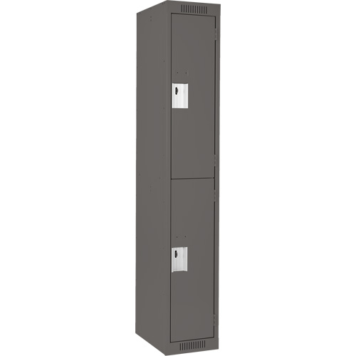 Clean Line Lockers, 2 -tier, 12" x 18" x 72", Steel, Charcoal, Rivet (Assembled) MAS Chibougamau