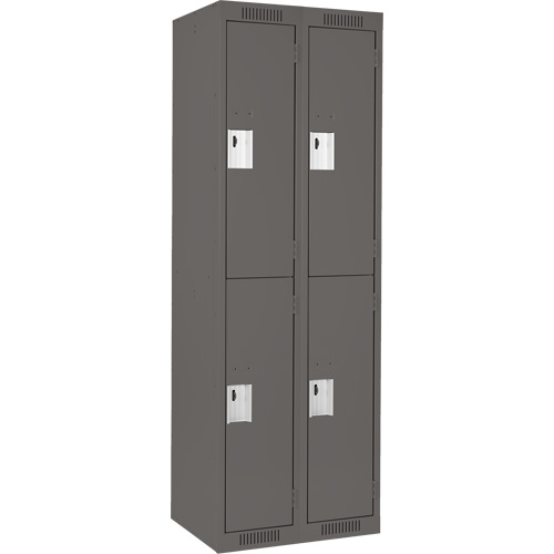 Clean Line Lockers, 2 -tier, Bank of 2, 24" x 18" x 72", Steel, Charcoal, Rivet (Assembled) MAS Chibougamau