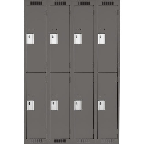 Clean Line Lockers, 2 -tier, Bank of 4, 48" x 18" x 72", Steel, Charcoal, Rivet (Assembled) MAS Chibougamau