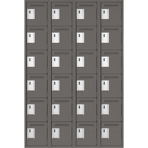 Clean Line Lockerette, 6 -tier, Bank of 4, 48" x 18" x 72", Steel, Charcoal, Rivet (Assembled) MAS Chibougamau