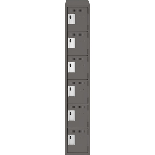 Clean Line Lockerette, 6 -tier, 12" x 18" x 78", Steel, Charcoal, Rivet (Assembled) MAS Chibougamau