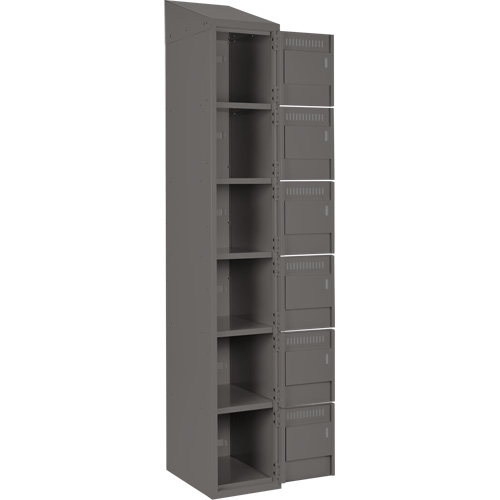 Clean Line Lockerette, 6 -tier, Bank of 3, 36" x 18" x 78", Steel, Charcoal, Rivet (Assembled) MAS Chibougamau