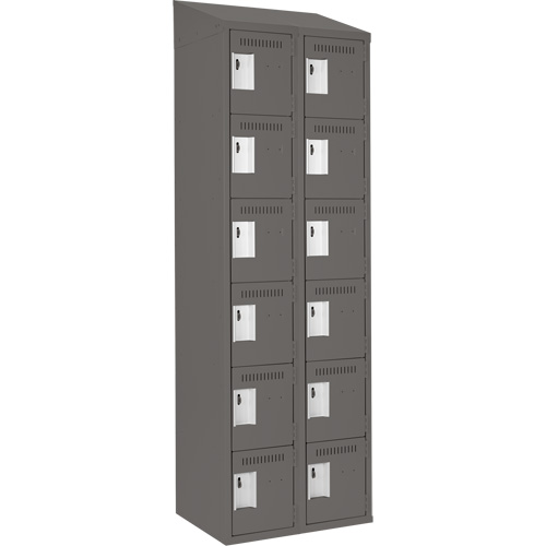 Clean Line Lockerette, 6 -tier, Bank of 2, 24" x 18" x 78", Steel, Charcoal, Rivet (Assembled) MAS Chibougamau