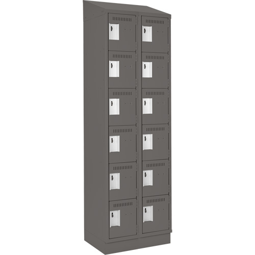 Clean Line Lockerette, 6 -tier, Bank of 2, 24" x 18" x 82", Steel, Charcoal, Rivet (Assembled) MAS Chibougamau