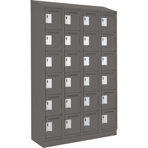 Clean Line Lockerette, 6 -tier, Bank of 4, 48" x 18" x 82", Steel, Charcoal, Rivet (Assembled) MAS Chibougamau