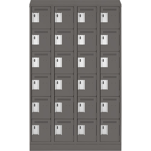 Clean Line Lockerette, 6 -tier, Bank of 4, 48" x 18" x 82", Steel, Charcoal, Rivet (Assembled) MAS Chibougamau