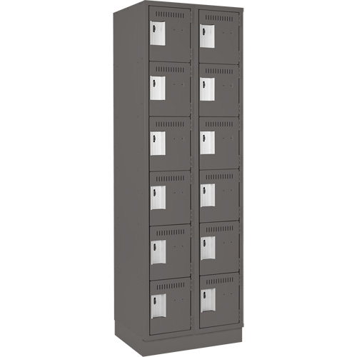 Clean Line Lockerette, 6 -tier, Bank of 2, 24" x 18" x 76", Steel, Charcoal, Rivet (Assembled) MAS Chibougamau