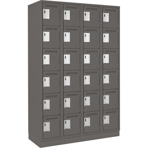 Clean Line Lockerette, 6 -tier, Bank of 4, 48" x 18" x 76", Steel, Charcoal, Rivet (Assembled) MAS Chibougamau
