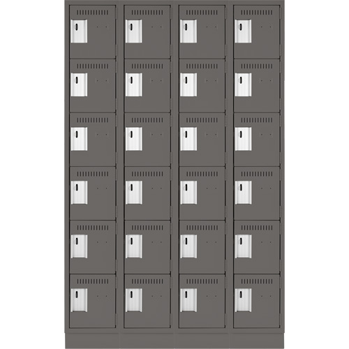 Clean Line Lockerette, 6 -tier, Bank of 4, 48" x 18" x 76", Steel, Charcoal, Rivet (Assembled) MAS Chibougamau